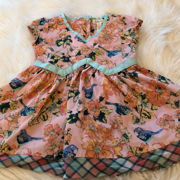 MATILDA JANE DRESS GREAT COND SZ 2 PINK BLUE BIRDS